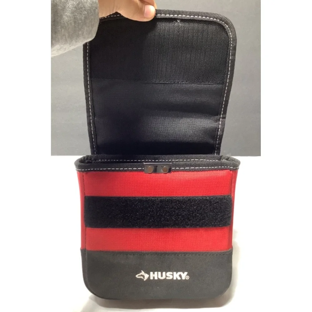 Husky 7 In. Rugged Storage Pouch With Protective Flap Belt Clip & Loop EUC red